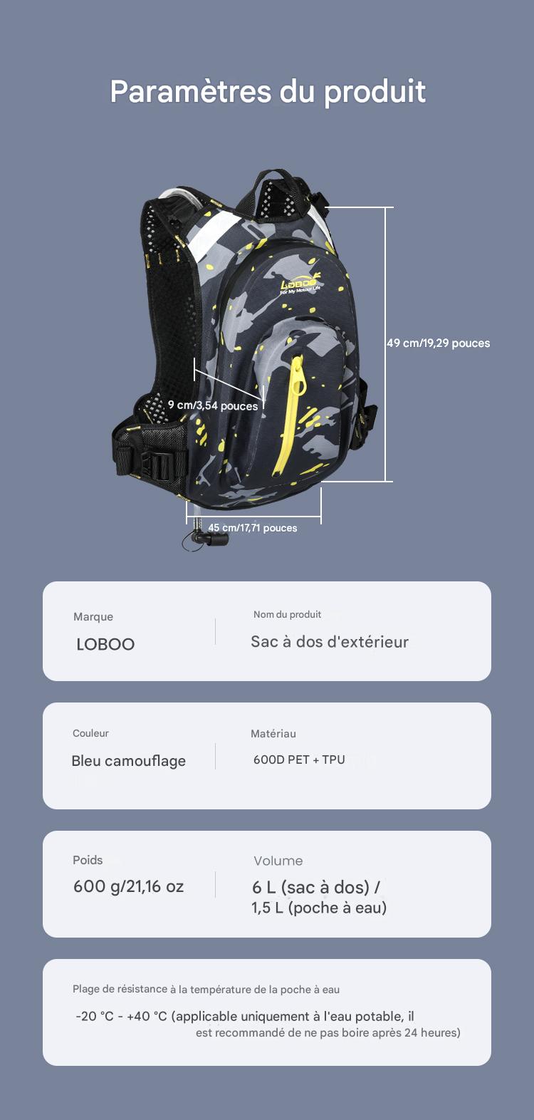 SAC A DOS HYDRATATION CAMEL BAG LOBOO