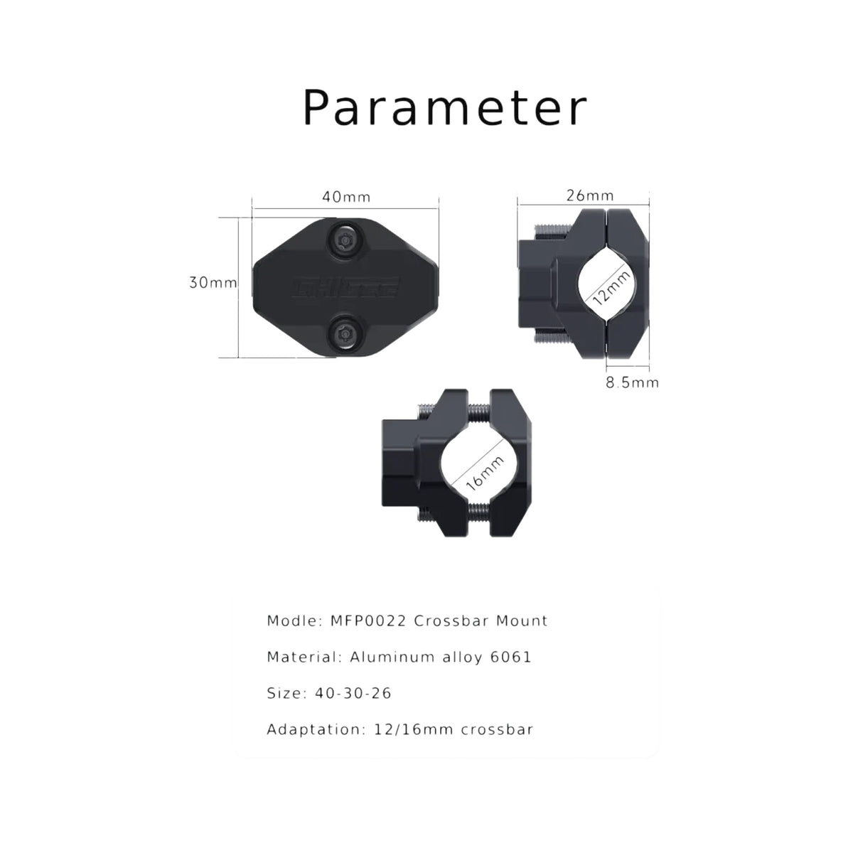 CHIGEE SUPPORT DE MONTAGE BARRE TRANSVERSALE 12-16MM MFP0022