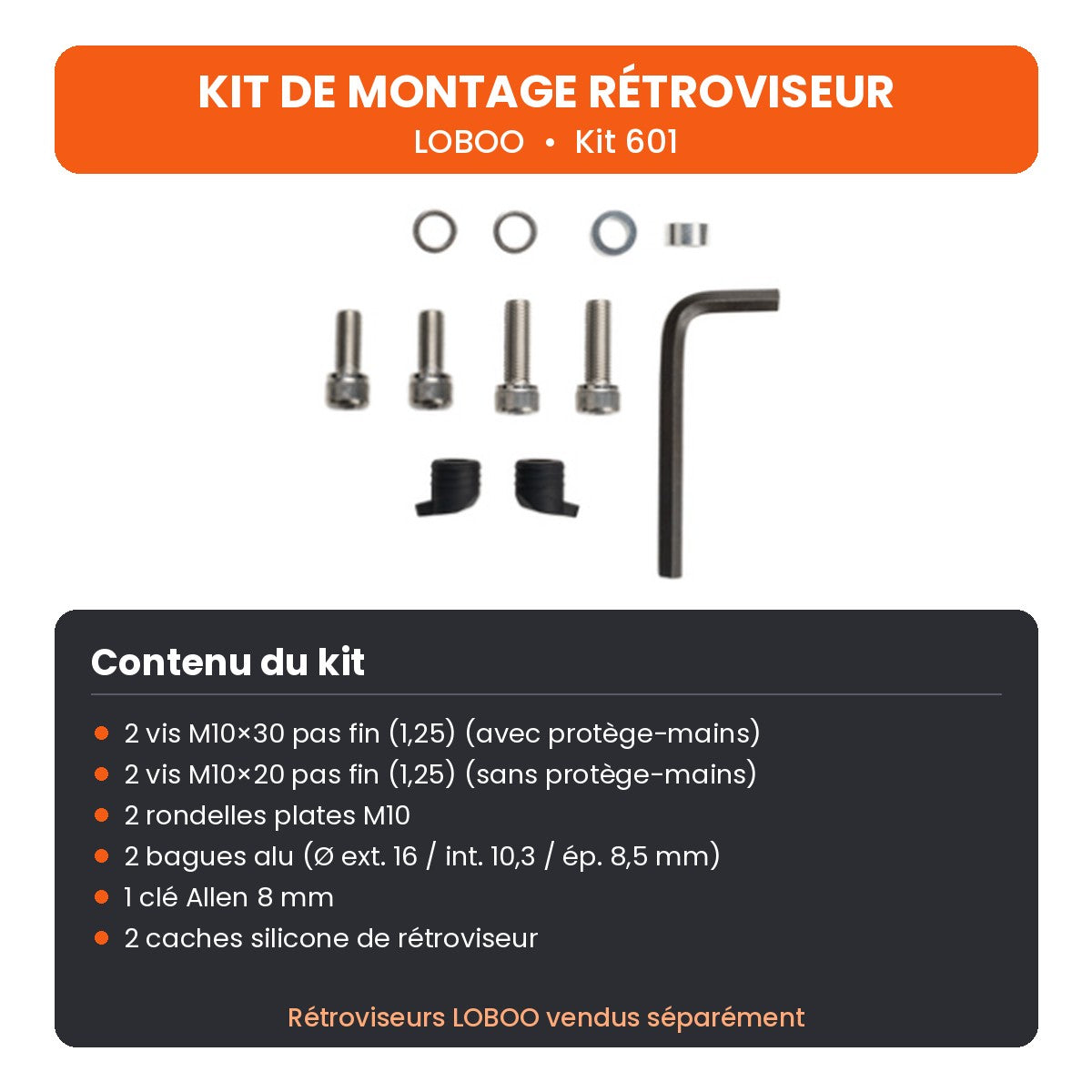 KIT DE MONTAGE RÉTROVISEUR LOBOO CF MOTO 800 MT (2021- )