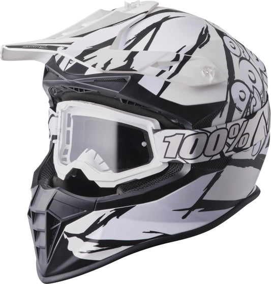 GMS CASQUE DE MOTOCROSS FORTIS GRAFFI NOIR ET BLANC MAT