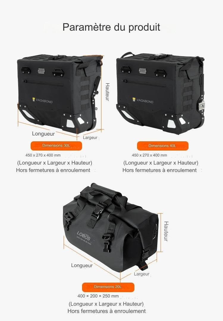 Valise Semi rigide Wanderer Loboo 30L+40L TRIUMPH TIGER 900 Rally Pro (2021- )