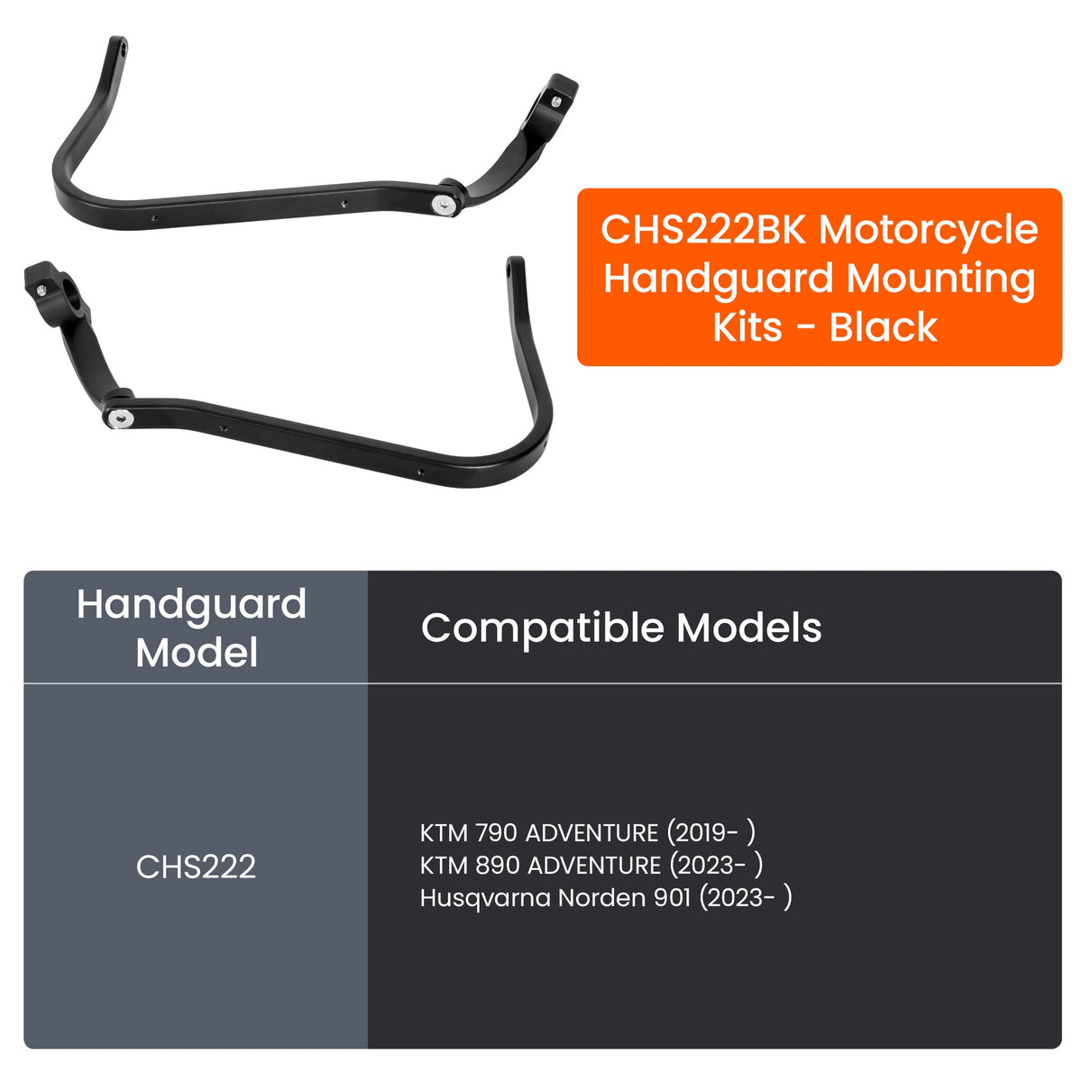 Kit de montage protège-mains LOBOO CHS222 noir