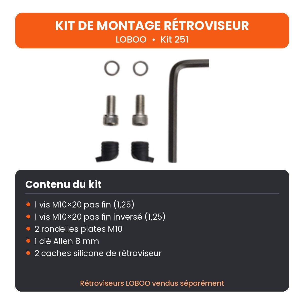 KIT DE MONTAGE RÉTROVISEUR LOBOO YAMAHA TÉNÉRÉ 700 (2022- )
