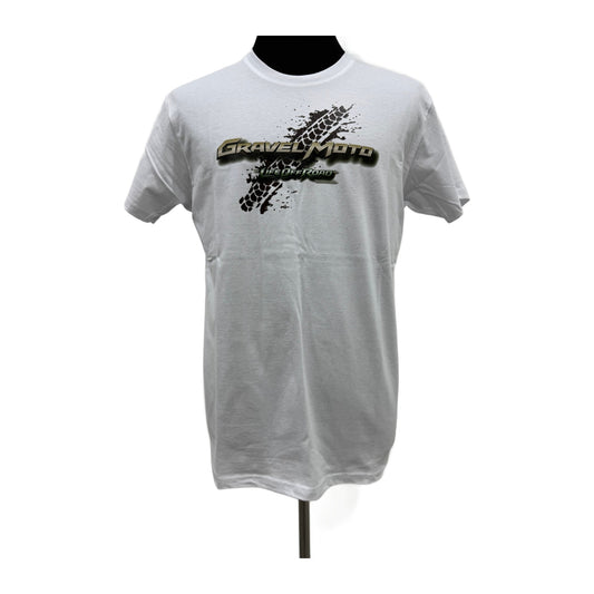 Tee Shirt Homme Gravel Moto Life Off Road 3D Blanc Trace De Pneu